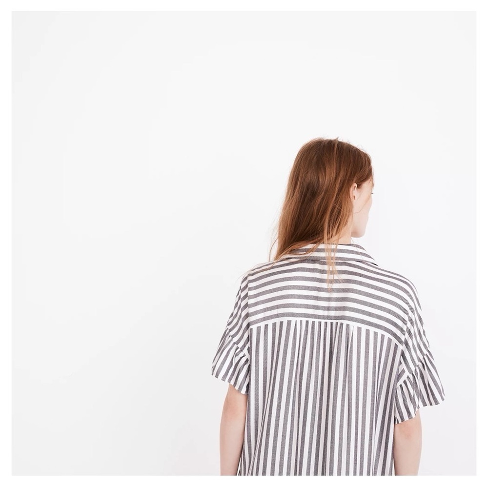 MADEWELL STRIPED COURIER RUFFLE-SLEEVE SHIRTDRESS - Picture 2 of 7